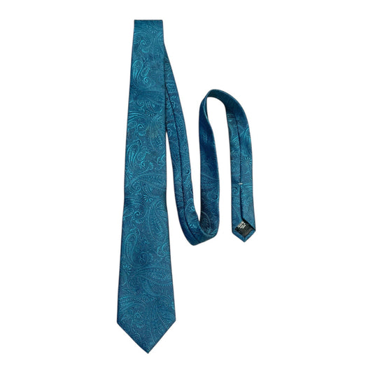 Geoffrey Beene Men’s Tie – Crystal Paisley – Teal Blue – 58” Long – New with Tags