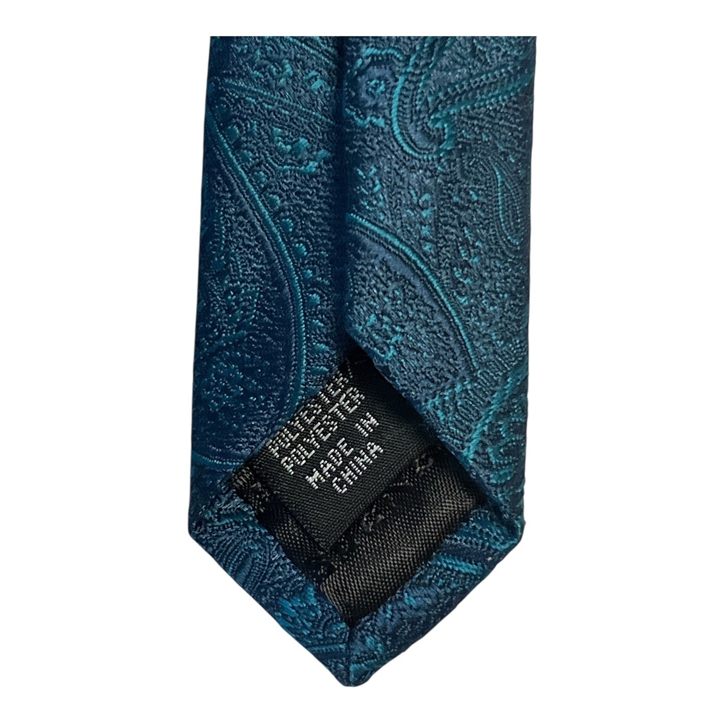 Geoffrey Beene Men’s Tie – Crystal Paisley – Teal Blue – 58” Long – New with Tags