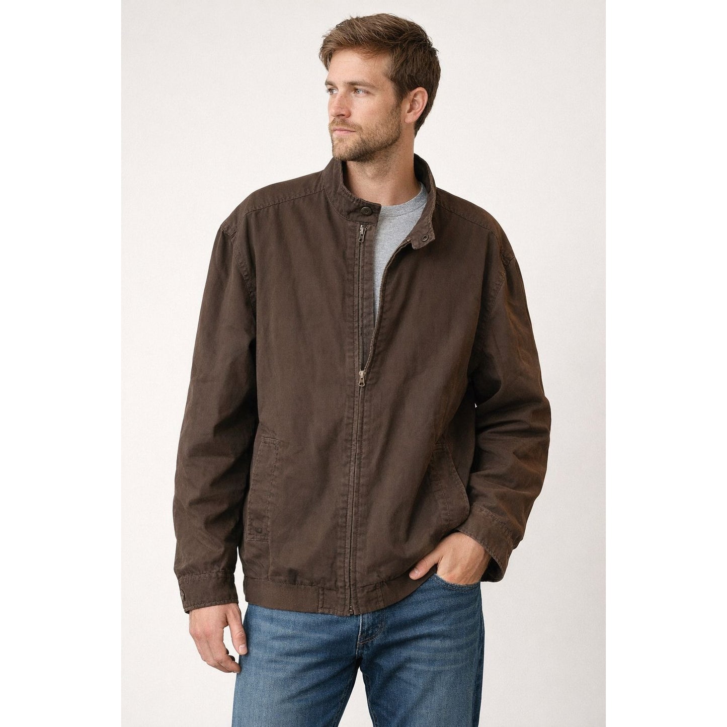 GAP Brown Zip Front Jacket Men’s 2XL Lightweight Casual Coat Early 2000s