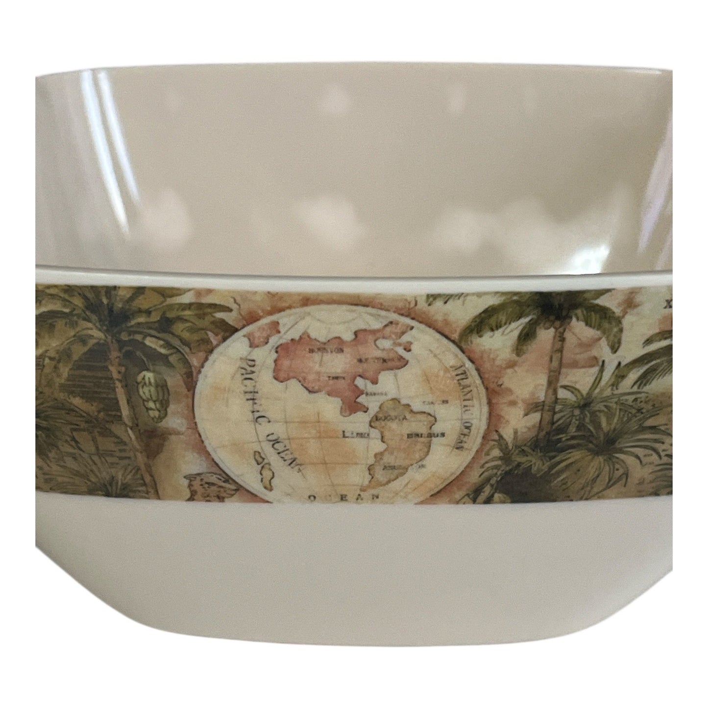 Set of 3 Melamine Safari Map Bowls – Vintage Jungle Design, 5.5” Square, Made in China