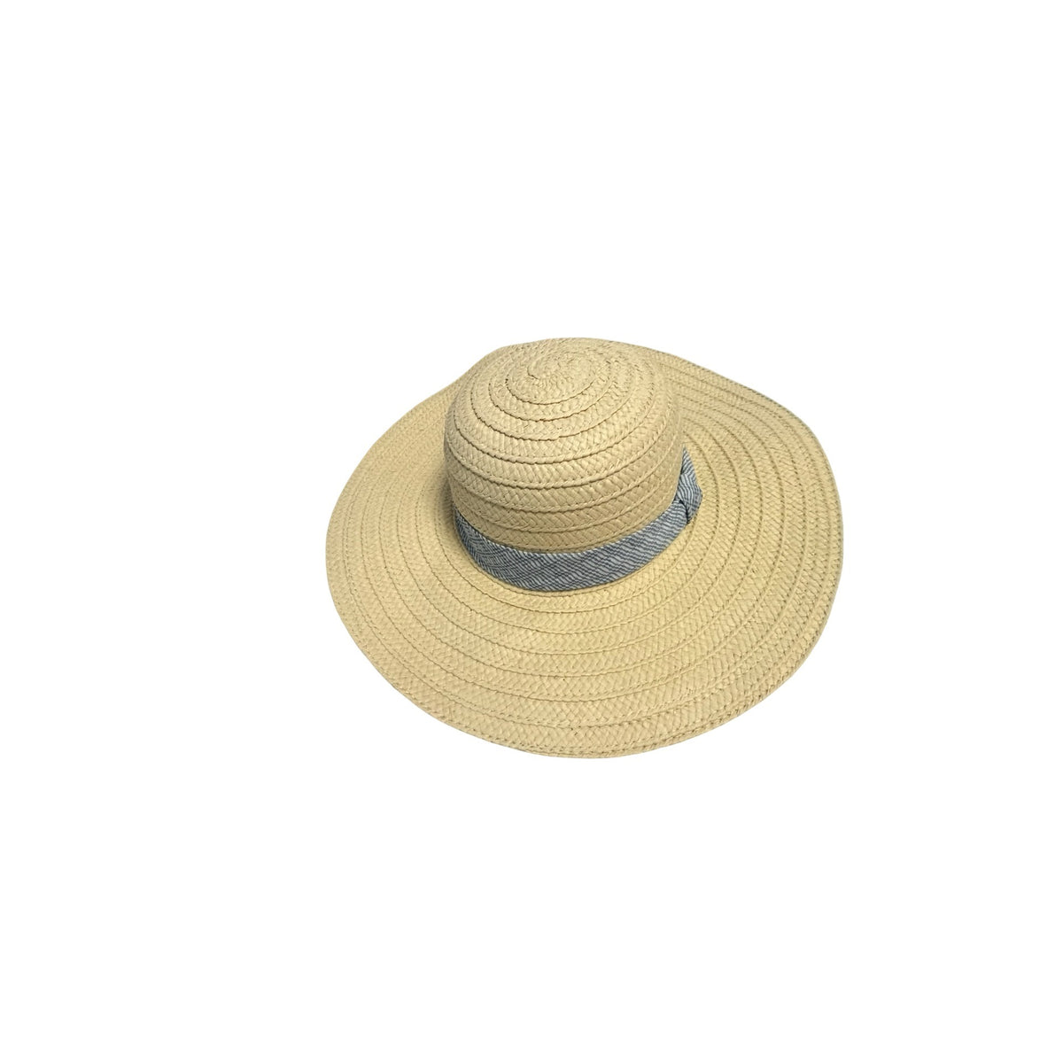 A New Day Wide Brim Straw Sun Hat Blue Striped Band Natural NWT 2018