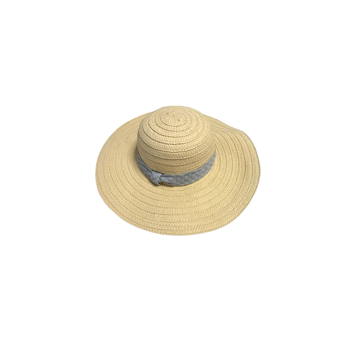 A New Day Wide Brim Straw Sun Hat Blue Striped Band Natural NWT 2018