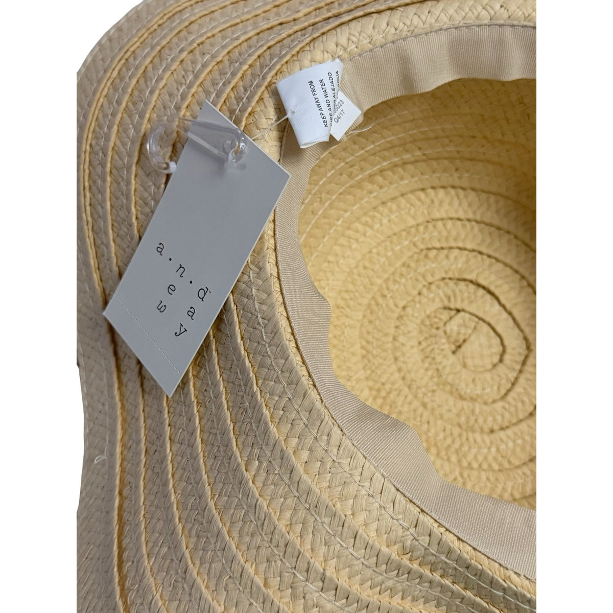 A New Day Wide Brim Straw Sun Hat Blue Striped Band Natural NWT 2018