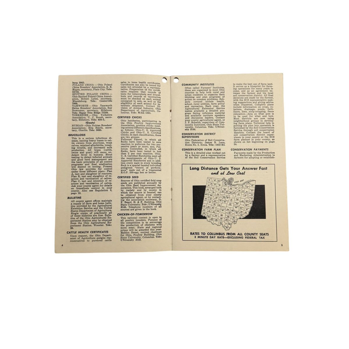 1950 Ohio Farm Service Directory Ohio Bell Telephone Vintage Agricultural Ephemera