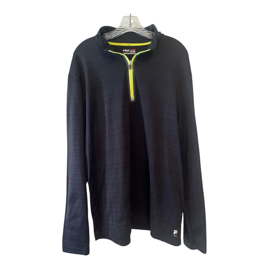 FILA Sport Men’s XXL Quarter Zip Pullover Black Neon Trim Long Sleeve Shirt