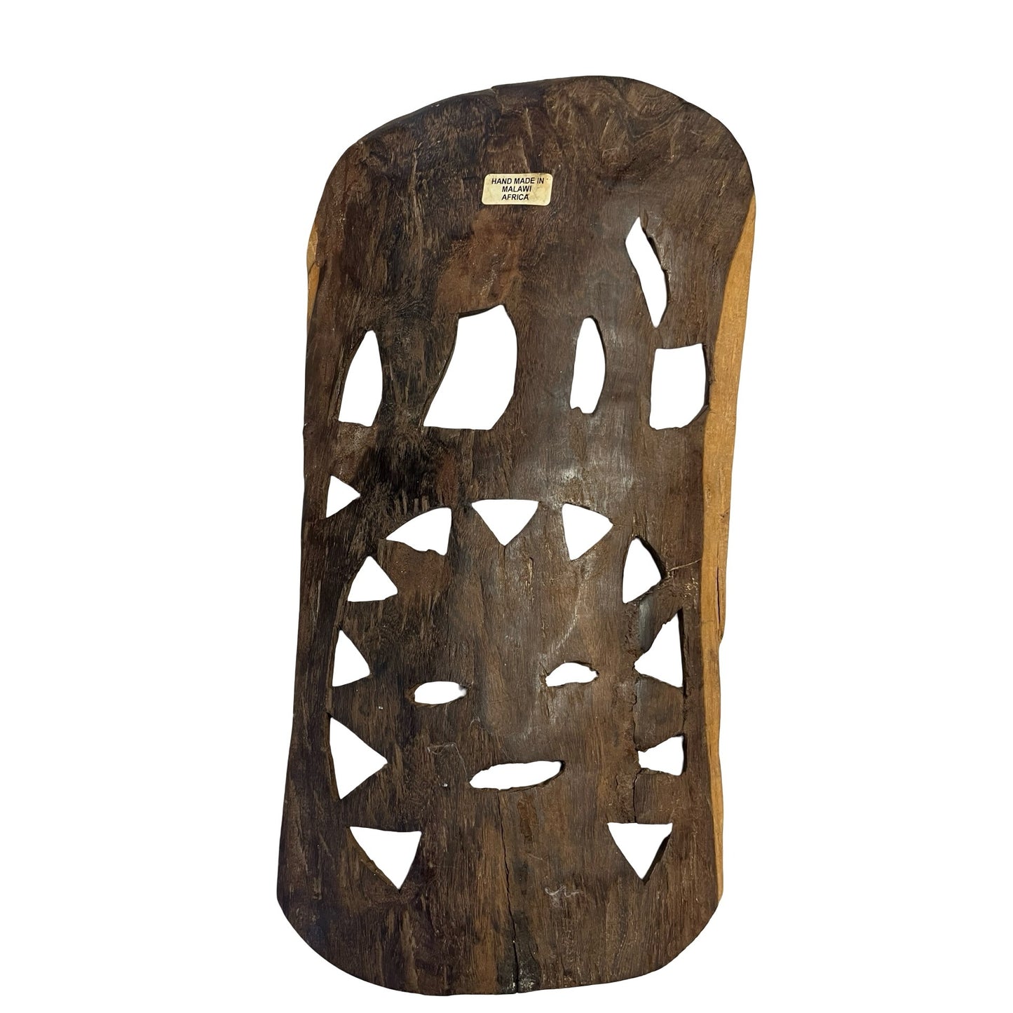 Hand Carved Malawi Africa Wood Wall Art Elephant Sun Mask 18.5" Vintage