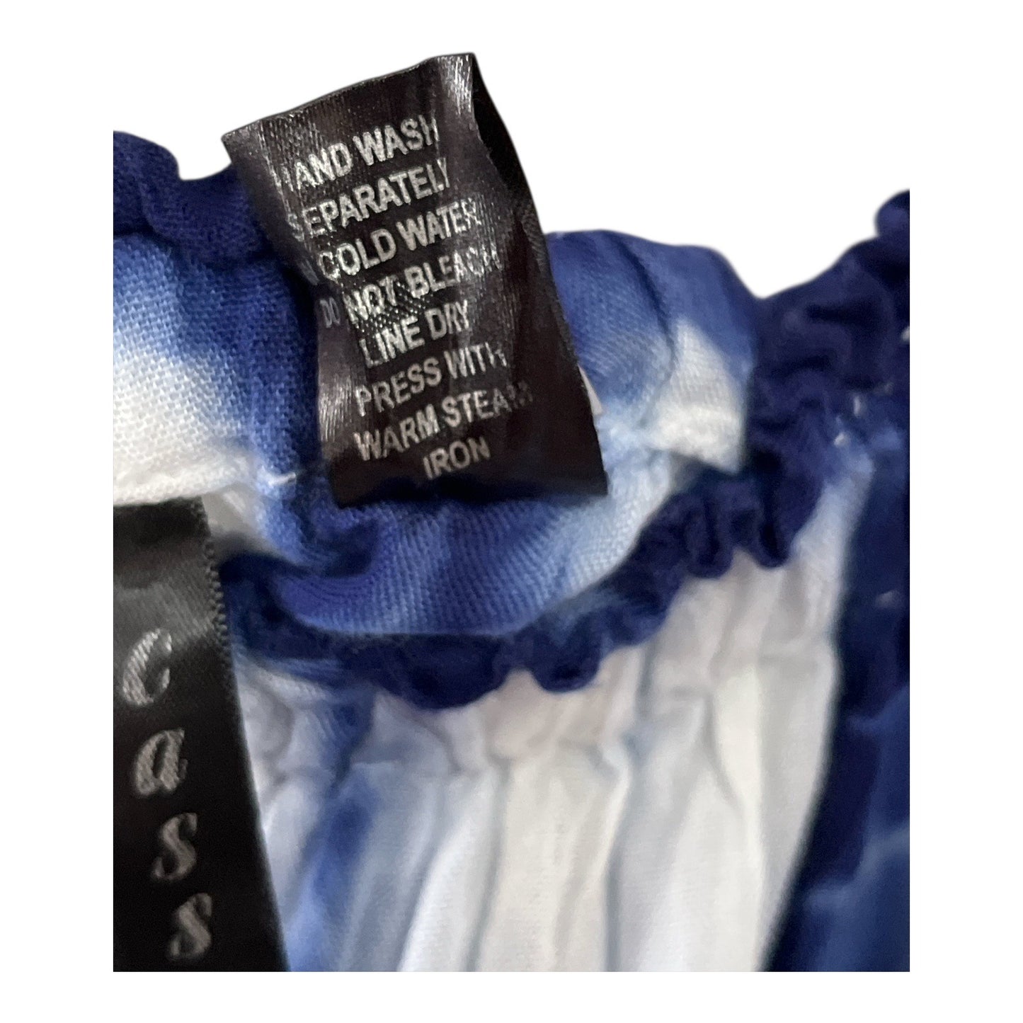 Cassee’s Women’s Blue White Tie-Dye Peasant Blouse Size 2X – Rayon Boho Off-Shoulder Top