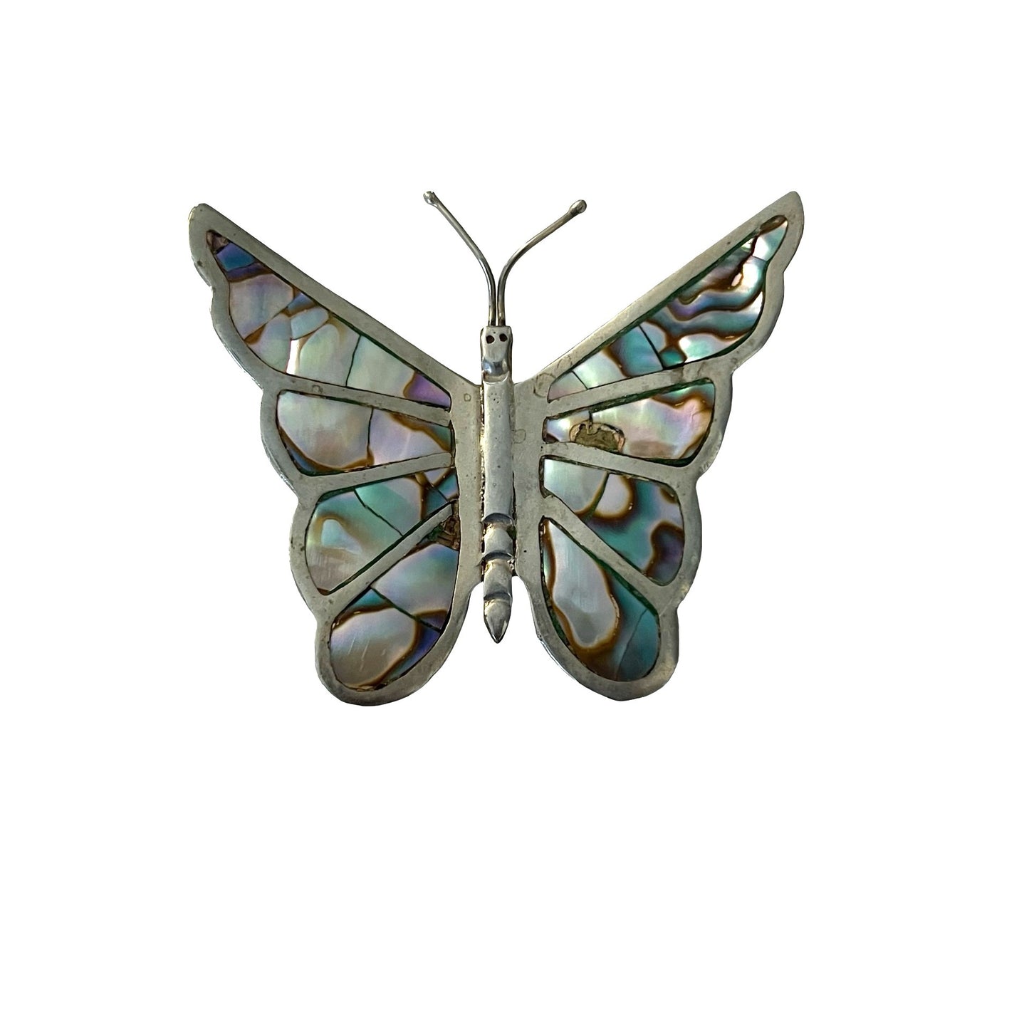 Vintage Abalone Shell Butterfly Brooch Hecho En Mexico Inlaid Butterfly Pin 2.5 Inch