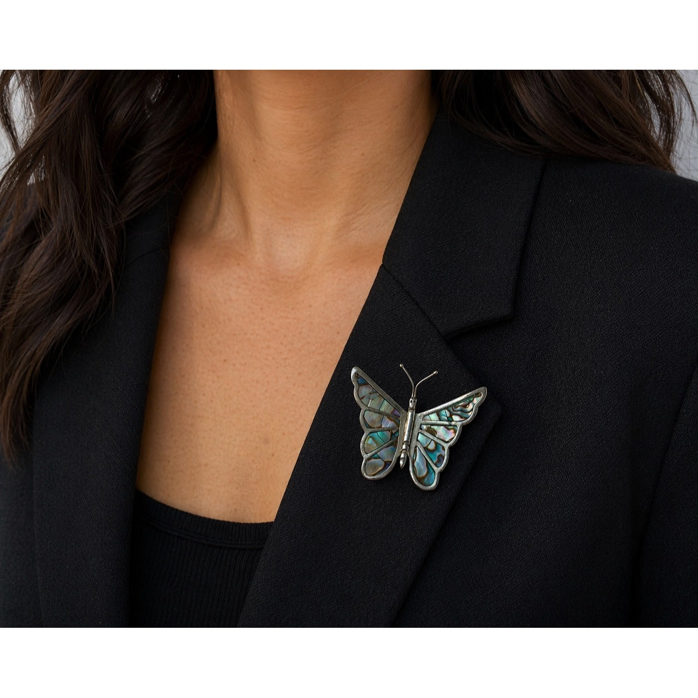 Vintage Abalone Shell Butterfly Brooch Hecho En Mexico Inlaid Butterfly Pin 2.5 Inch