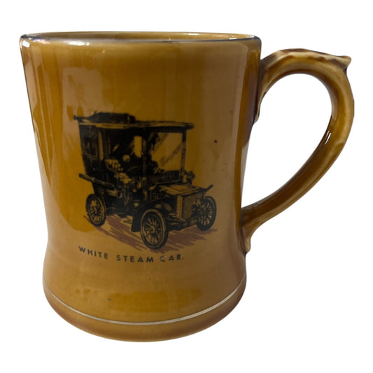 Vintage Wade Ireland Veteran Cars White Steam Car Mug 1903 Automobile