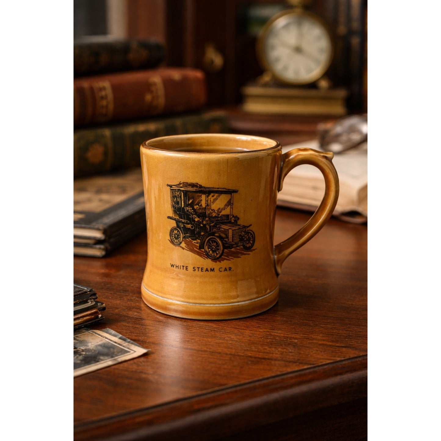 Vintage Wade Ireland Veteran Cars White Steam Car Mug 1903 Automobile