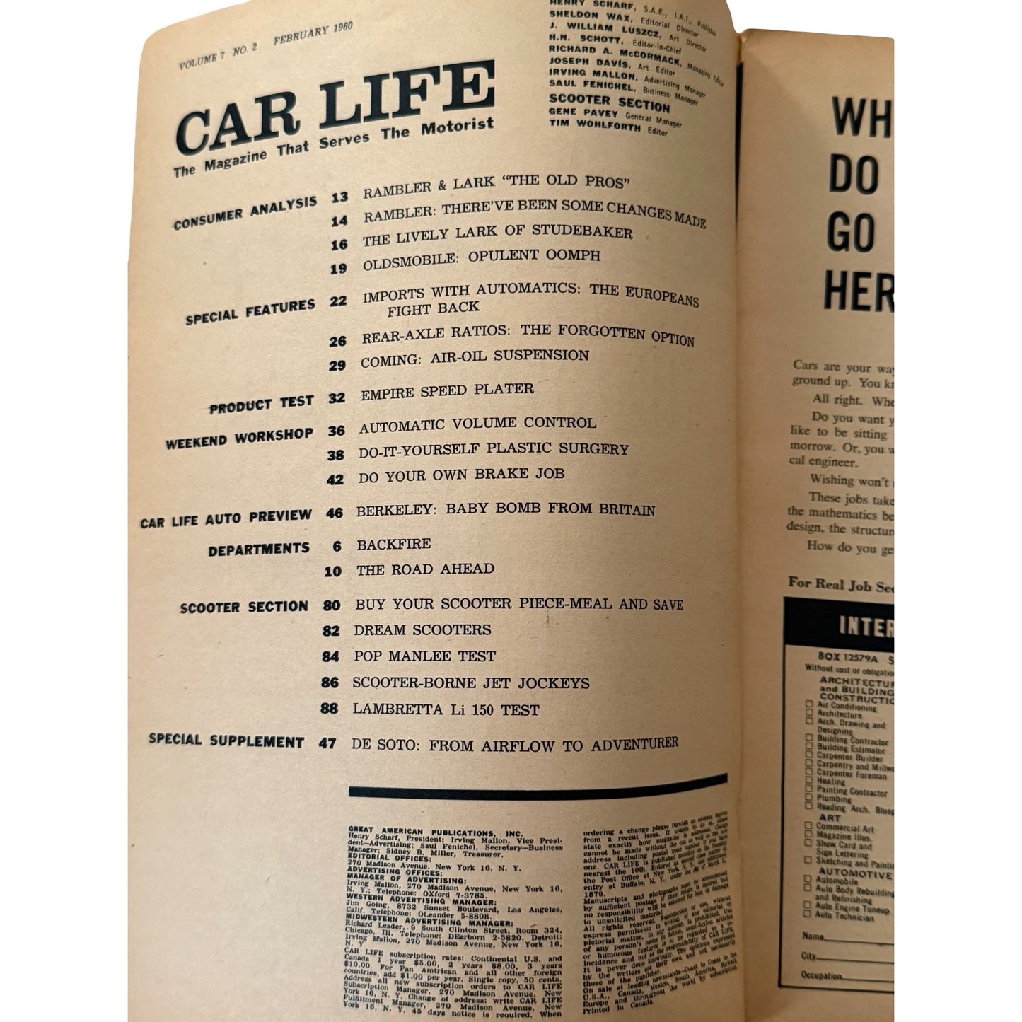 Car Life Magazine February 1960 Vintage Auto Magazine De Soto Supplement Vespa Ads Mid Century Car Enthusiast Collectible
