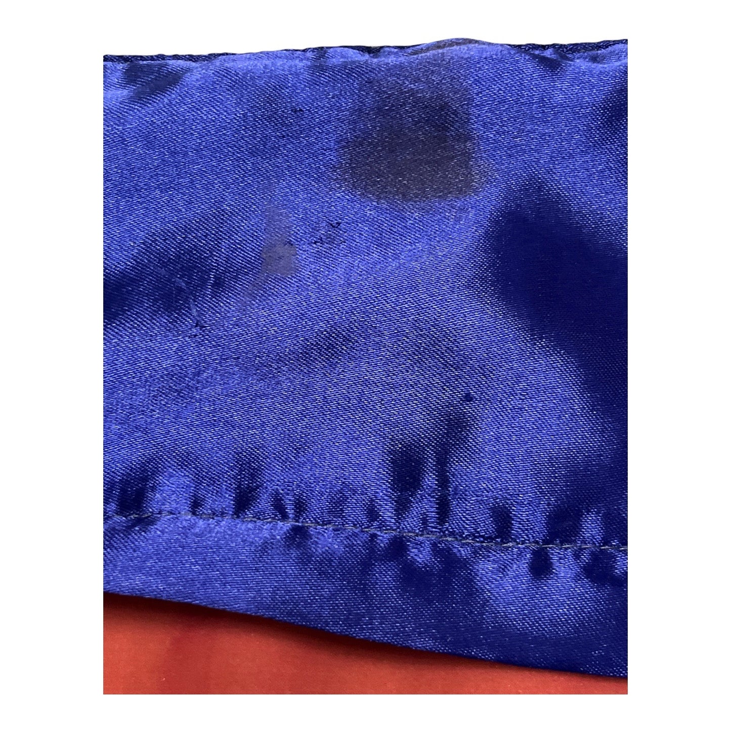 Vintage Blue & Gold Silk Brocade Pillow Cover Floral Embroidery 16”