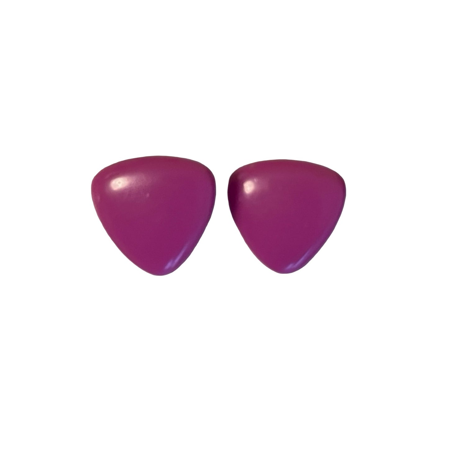 Vintage Fuchsia Triangle Stud Earrings Bold Geometric Statement 1.25 Inch