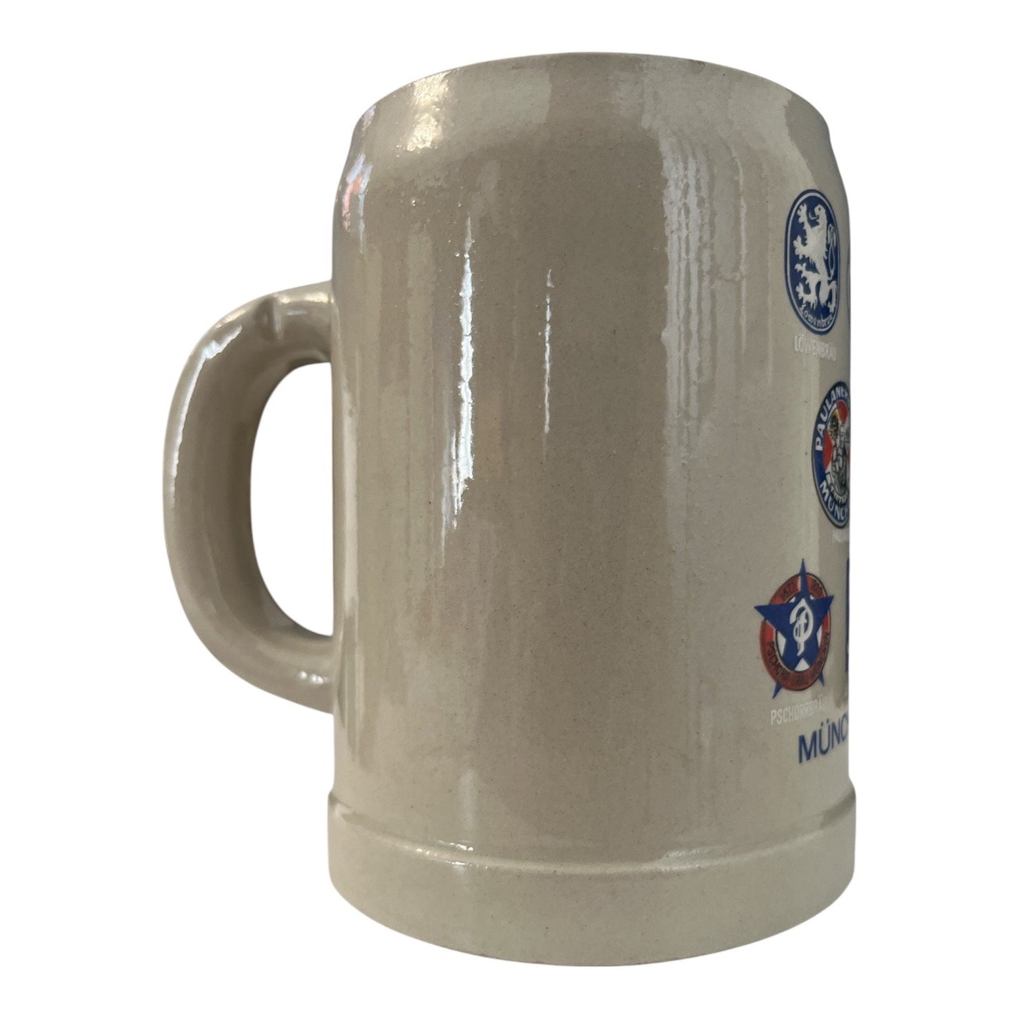 Vintage Münchner Bier German Beer Stein Mug Oktoberfest Brewery Logos Stoneware