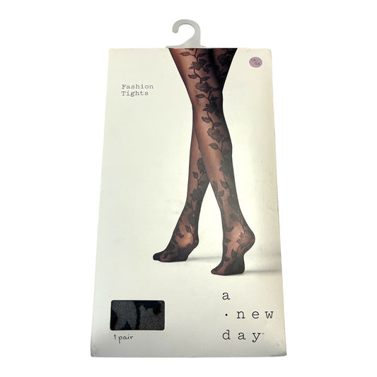 2019 A New Day Fashion Tights Black Floral Sheer 1X/2X Plus Size Nylon Spandex NIP
