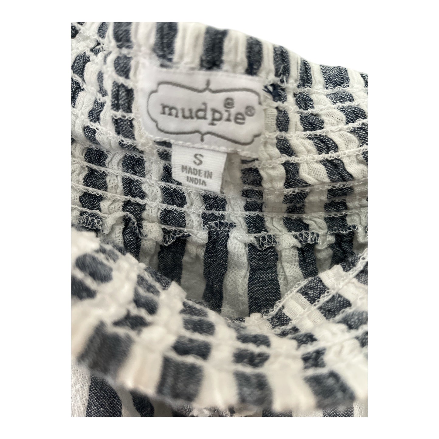 Mud Pie Women’s Striped Peasant Top with Tassel Tie – Size Small