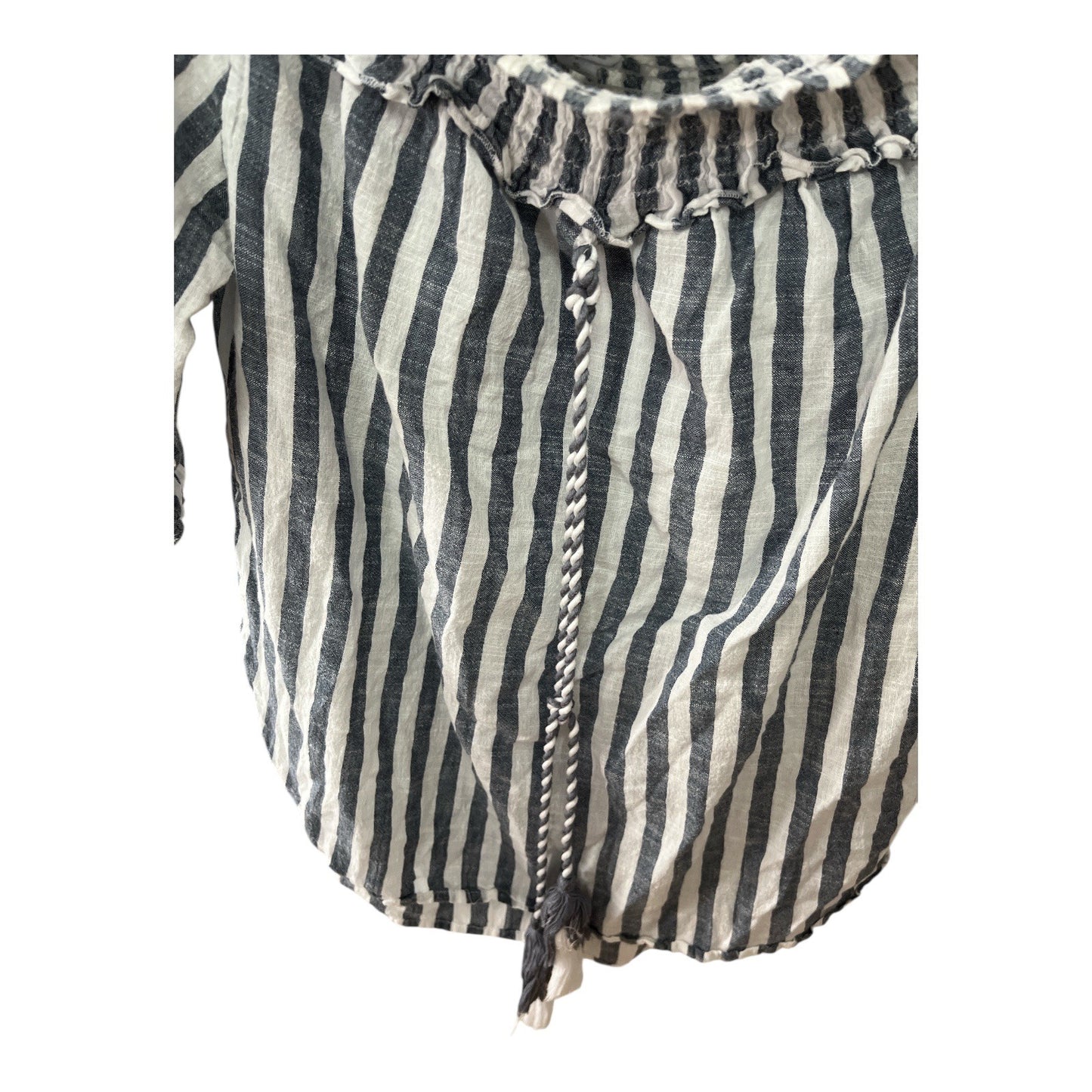 Mud Pie Women’s Striped Peasant Top with Tassel Tie – Size Small