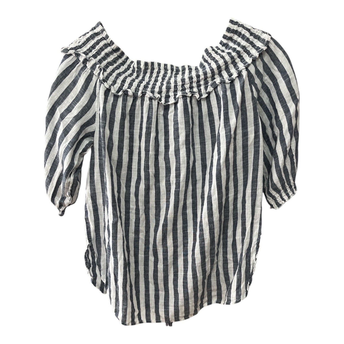 Mud Pie Women’s Striped Peasant Top with Tassel Tie – Size Small