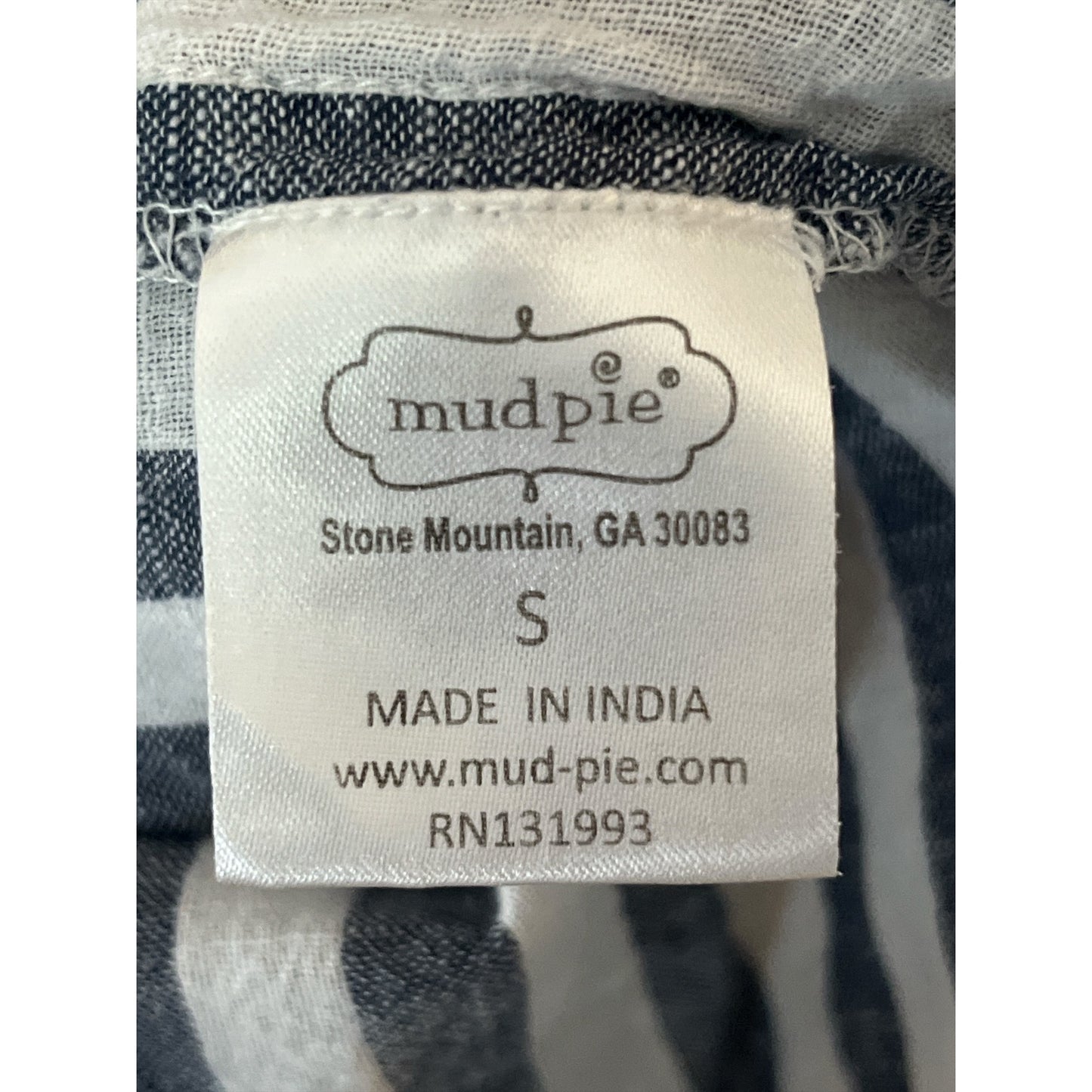 Mud Pie Women’s Striped Peasant Top with Tassel Tie – Size Small