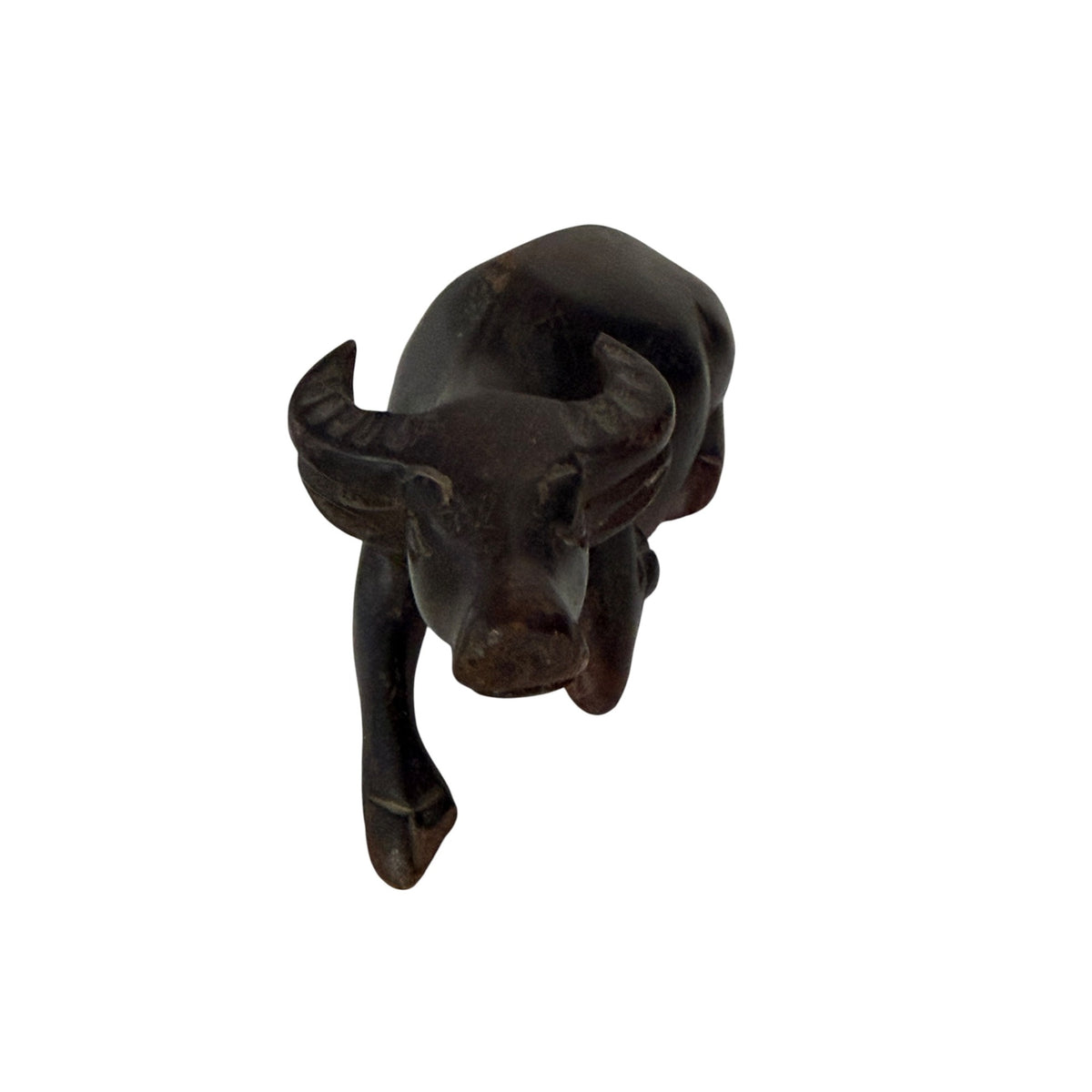 Vintage Hand Carved Wood Water Buffalo Figurine Reclining Asian Folk Art 6"