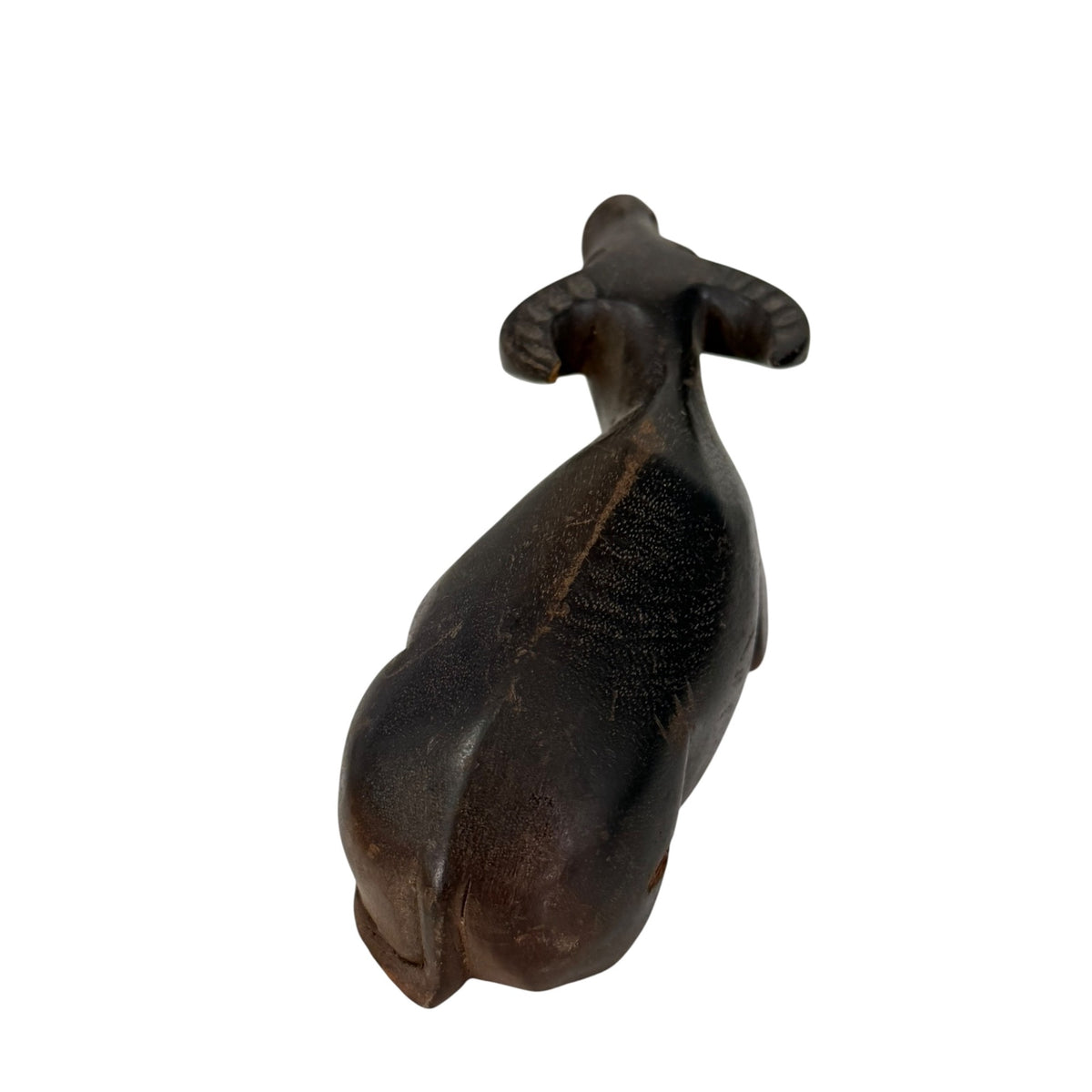 Vintage Hand Carved Wood Water Buffalo Figurine Reclining Asian Folk Art 6"