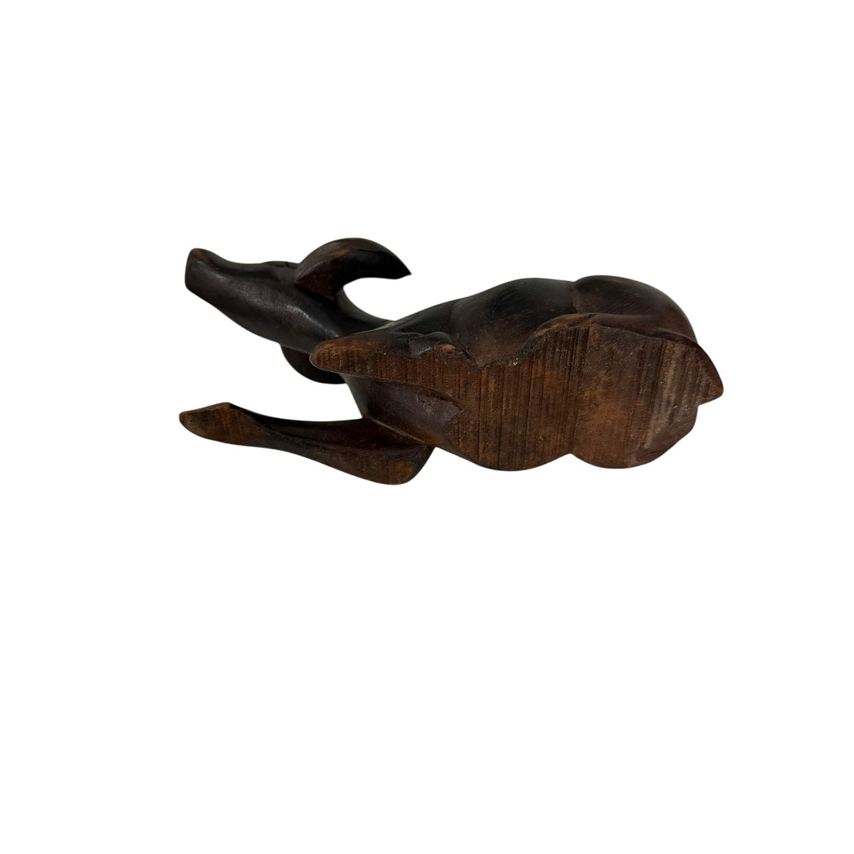 Vintage Hand Carved Wood Water Buffalo Figurine Reclining Asian Folk Art 6"