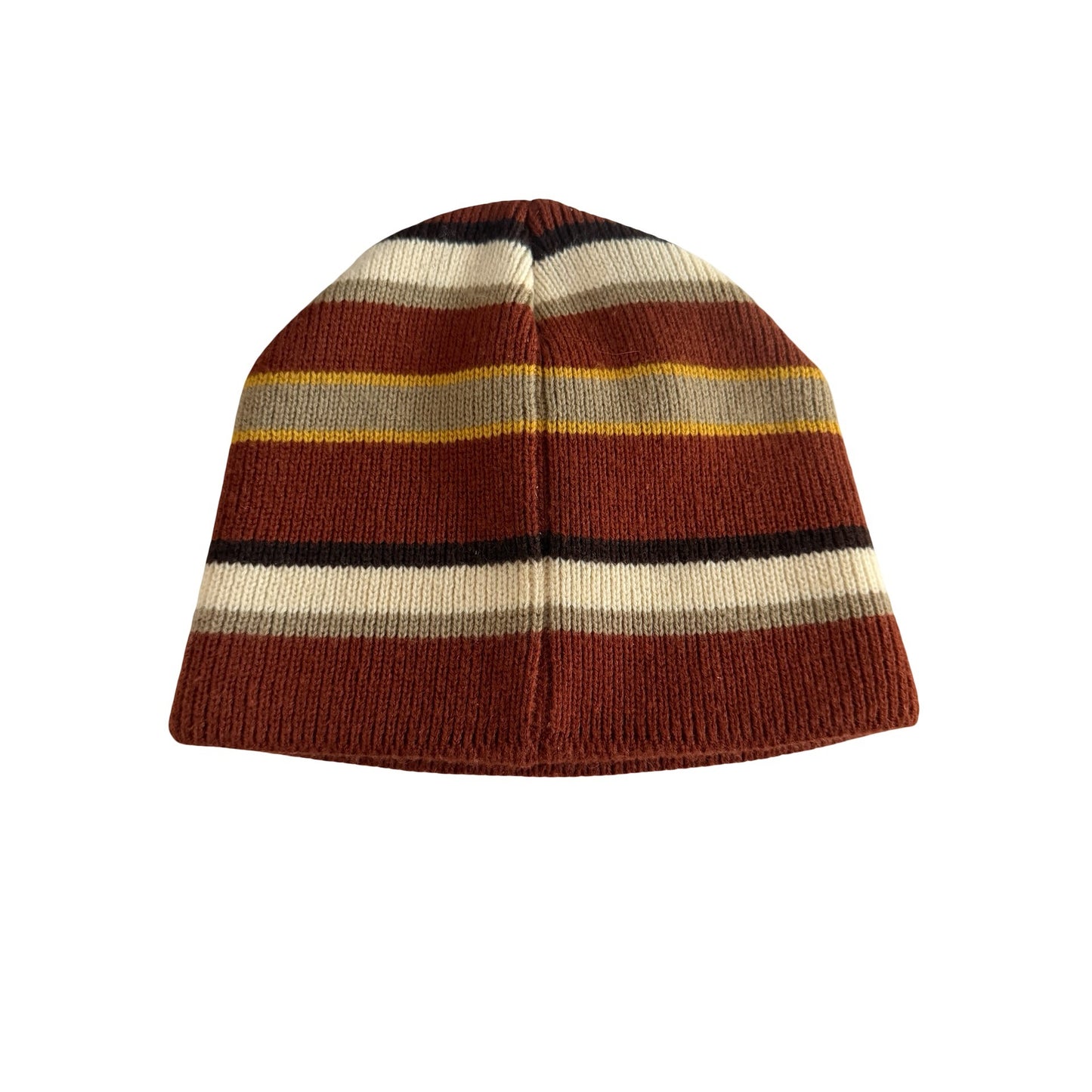 Enyce Brown Striped Knit Beanie Hat Wool Blend Winter Skull Cap Made in Korea
