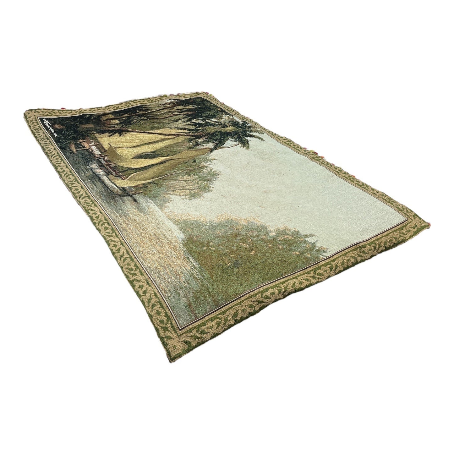 Art Fronckowiak Tropical Sailboat Wall Tapestry 37.5x52 Rod Pocket Tassels USA