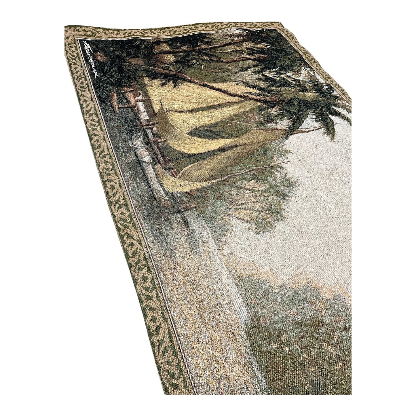 Art Fronckowiak Tropical Sailboat Wall Tapestry 37.5x52 Rod Pocket Tassels USA
