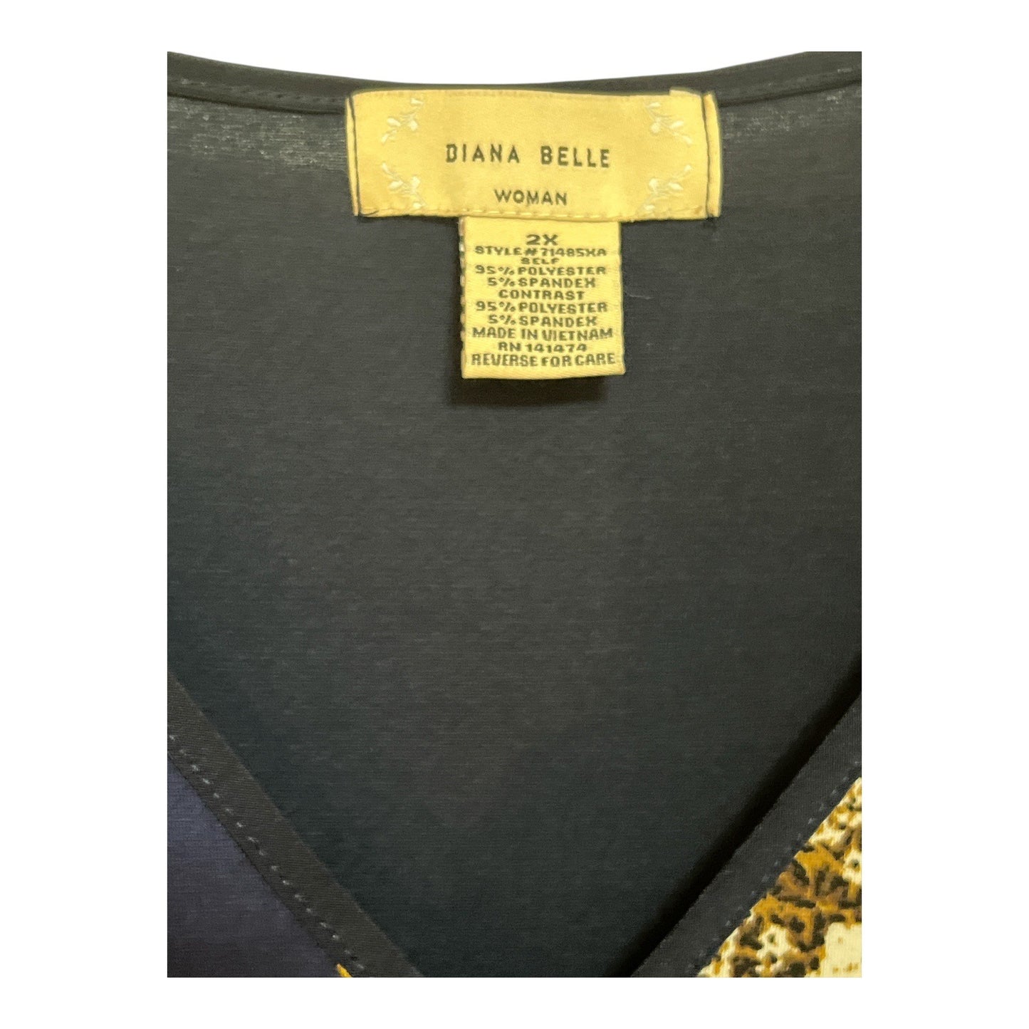 Diana Belle Women’s Plus 2X Blouse – Navy Chain & Snakeskin Print Top Short Sleeve