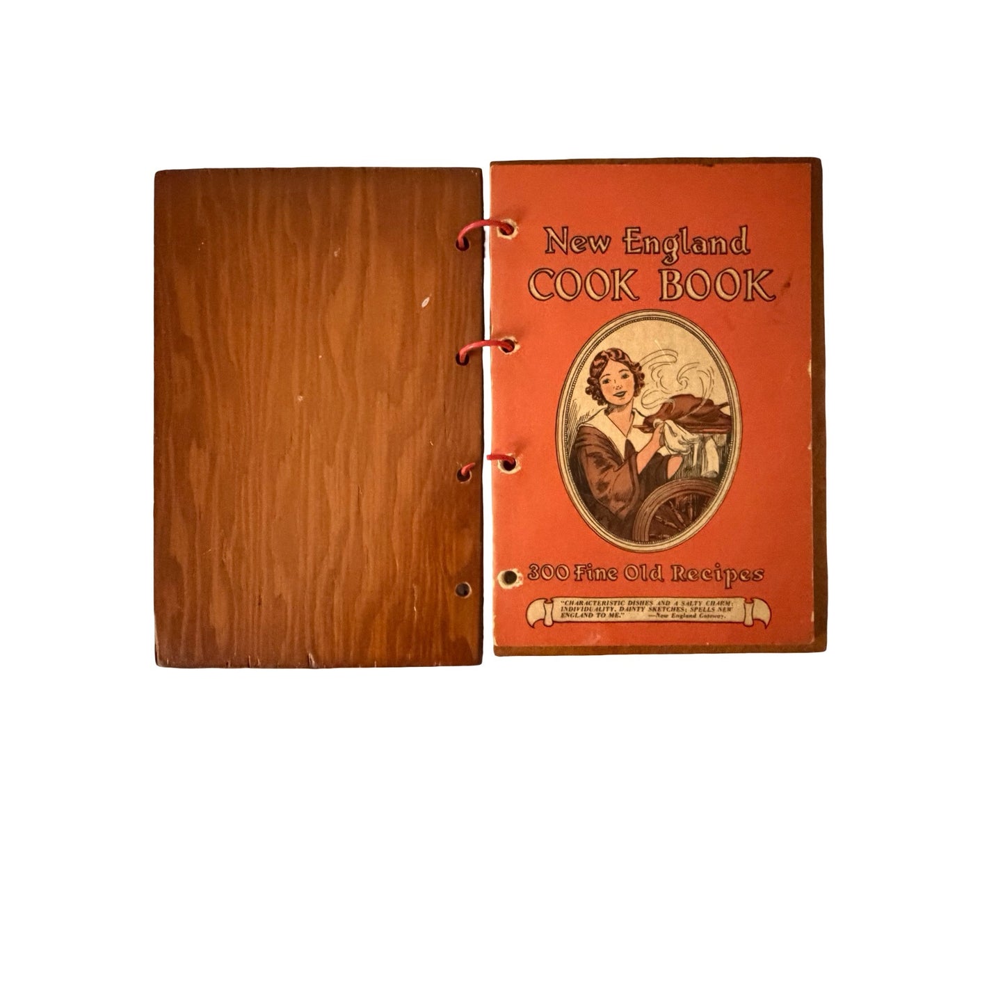 Vintage New England Cook Book Wooden Covers 300 Fine Old Recipes Handbound Recipe Book