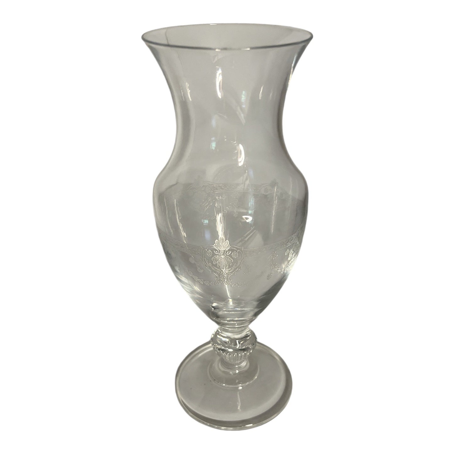 Cristal d’Arques France Etched Crystal Vase – Vintage Pedestal Flower Vase – 9x3