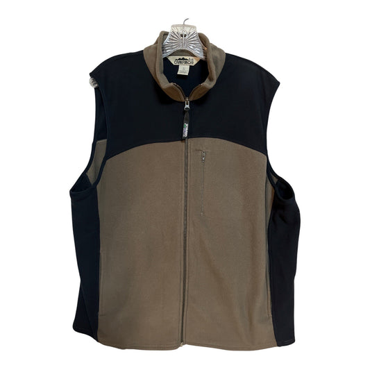 Campmor Men’s XL Fleece Vest – Brown & Black Zip Front Outdoor Layer – Vtg 2000s