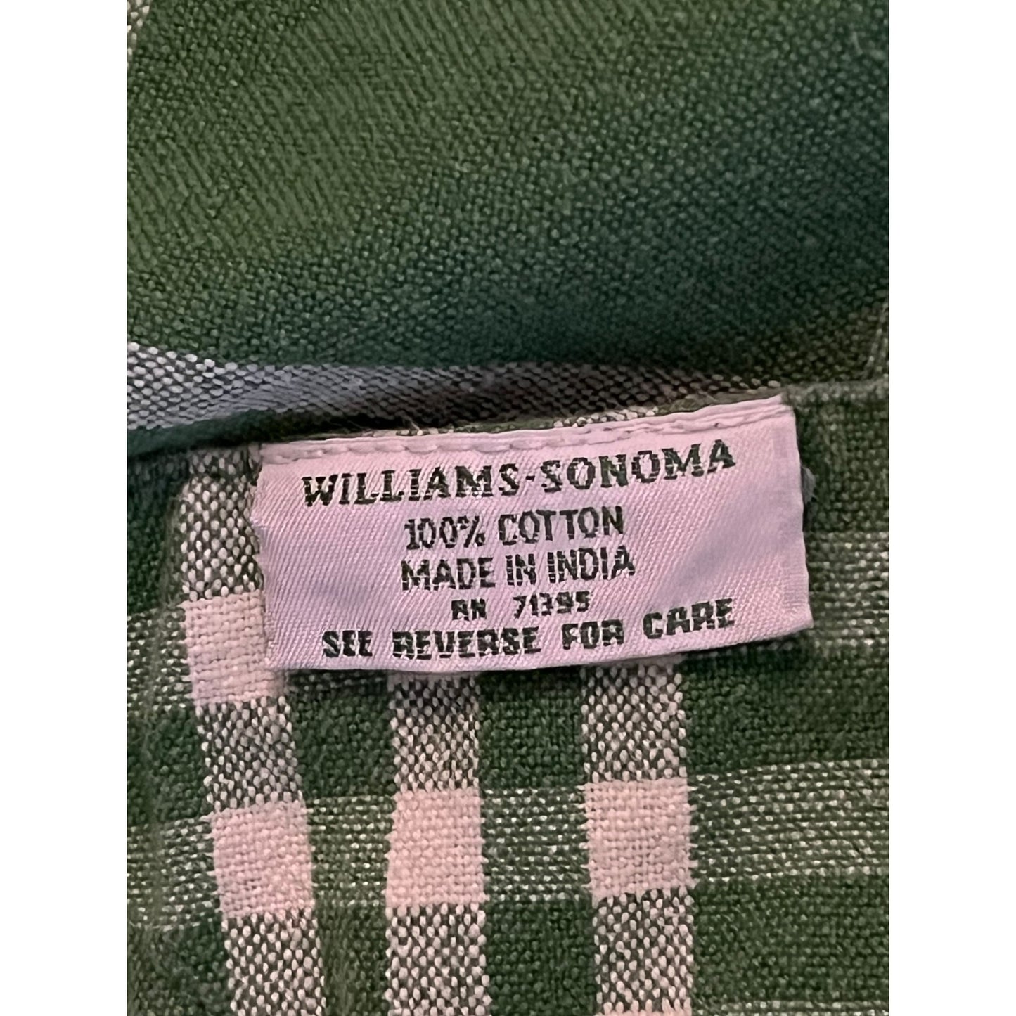 Williams Sonoma Green Plaid Floral Border Tablecloth Provence French Country Cotton 64x80