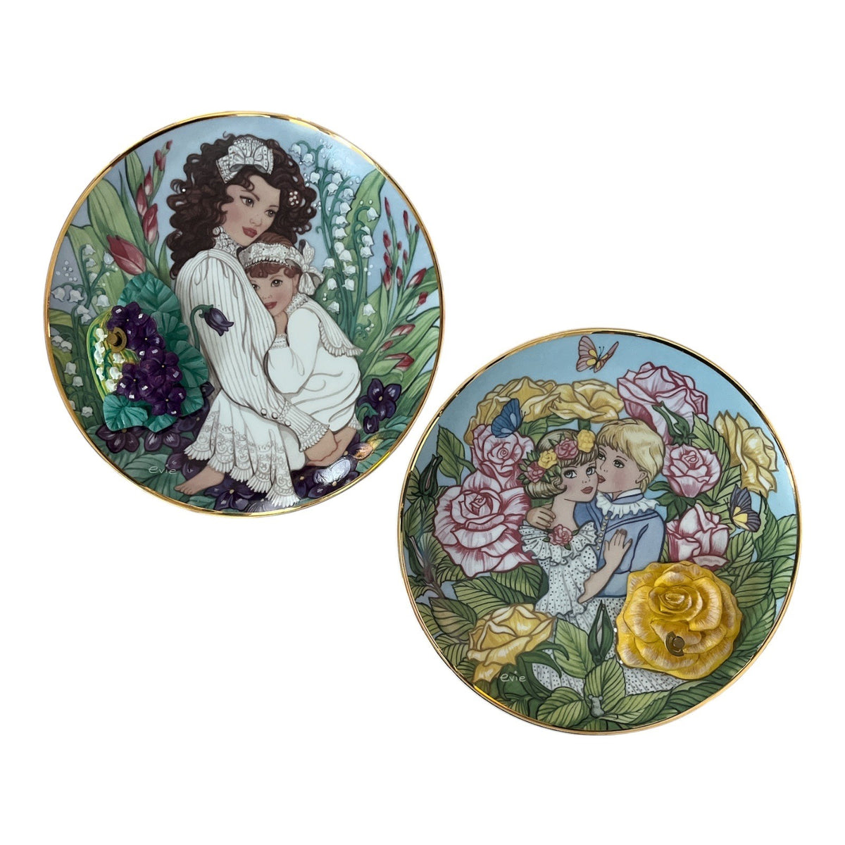 Vintage Franklin Mint Evie Bricusse Musical Collector Plates Set of 2 1992