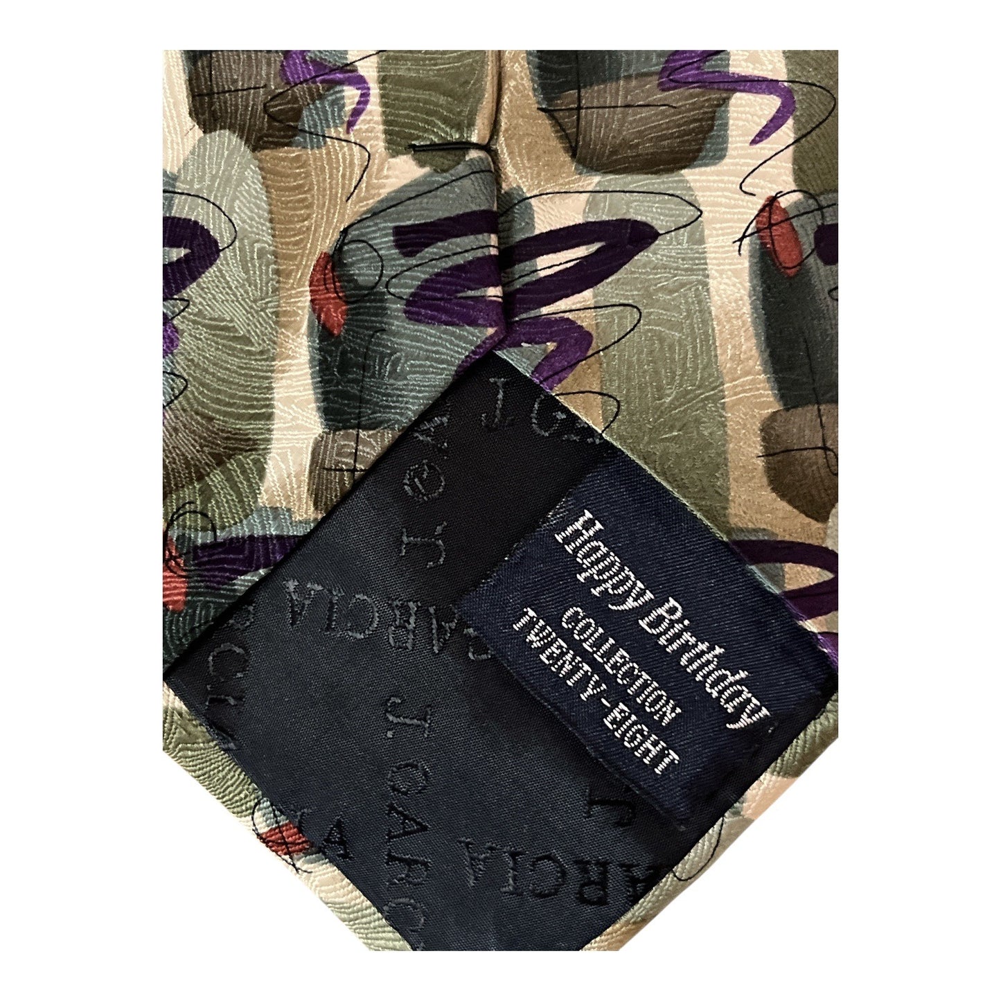 Vintage 1990s J. Garcia Jerry Garcia Silk Tie Happy Birthday Collection Twenty-Eight