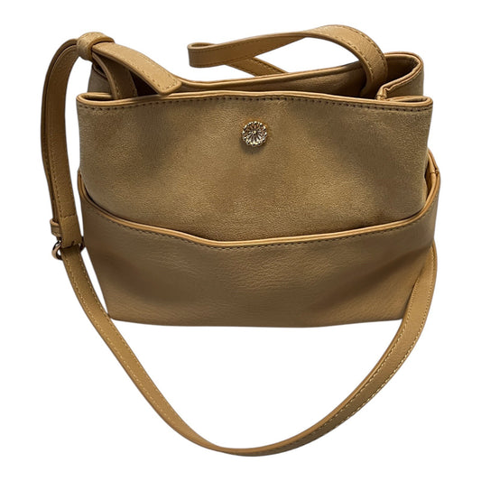 Lauren Conrad Crossbody Bag Light Tan Faux Leather Suede Gold Hardware 9.5x7.5x5"
