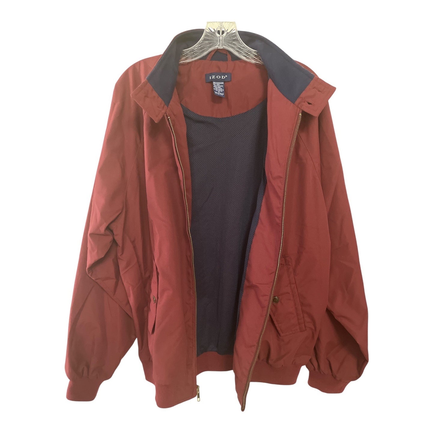 Vtg 1990s IZOD Men's Burgundy Bomber Jacket M – Crest Logo, Zip Front, Made in Thailand