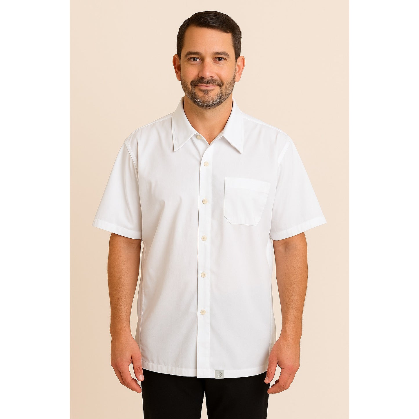 Chef Works White Short Sleeve Button-Down Shirt – Size XL – 65/35 Poly Cotton