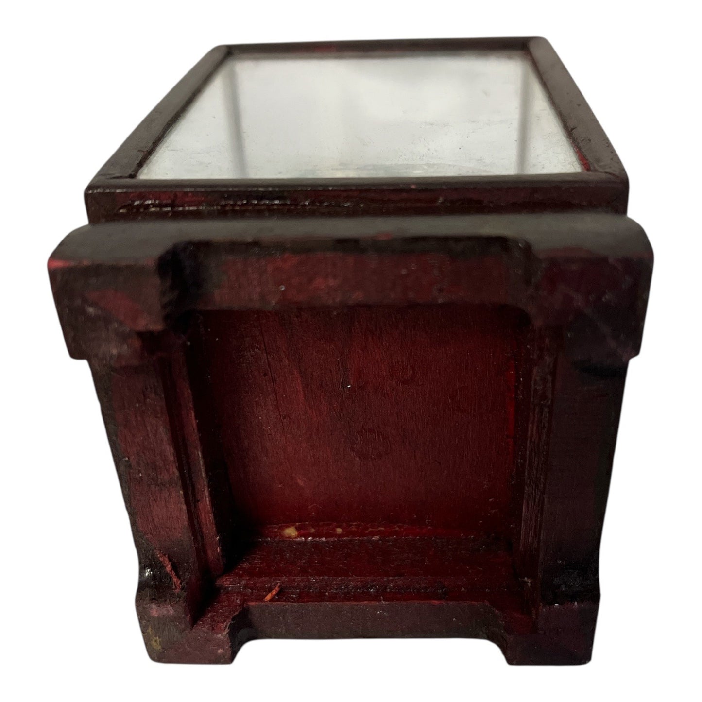 Vintage Hand-Painted Chinese Scenic Egg in Glass Wood Display Case