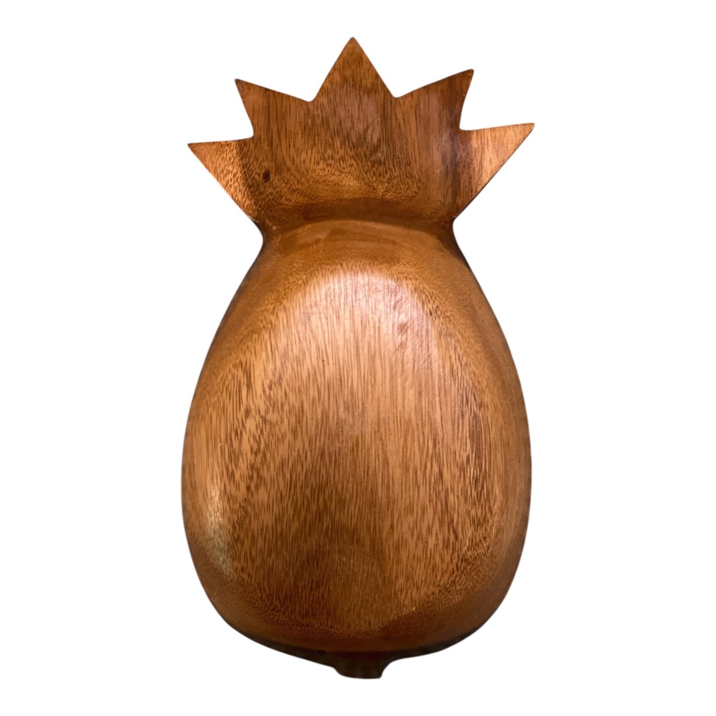 VTG Hand-Carved Wooden Pineapple Serving Dish – 2 Compartment Snack Tray – 13” x 8”