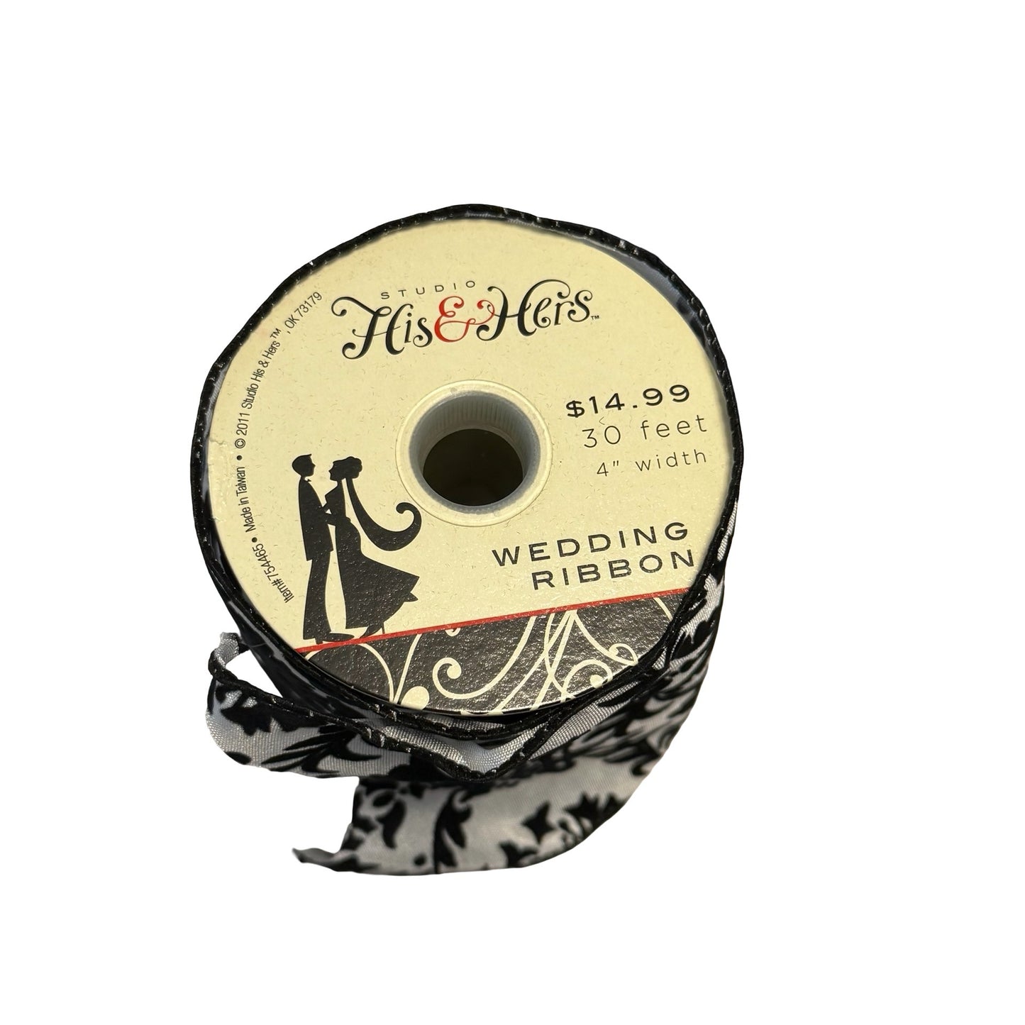 Black White Damask Wired Ribbon Lot Wedding Holiday Craft Decor Mixed Widths
