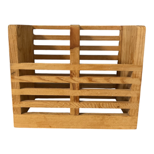 Vintage IKEA 268.396.09 Solid Pine Slatted Storage Box – Dual Compartment Organizer – 5x6.25x3.25
