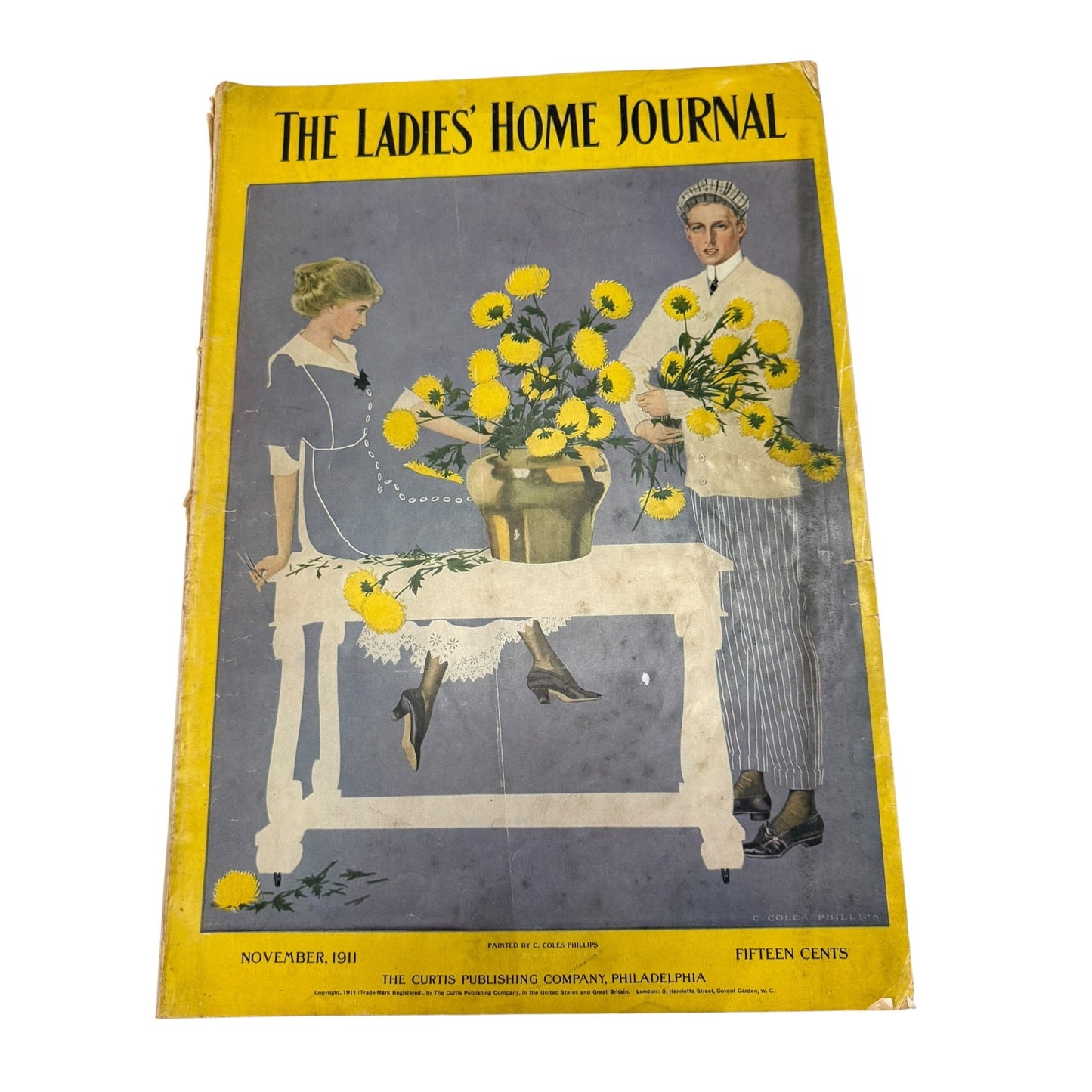 The Ladies' Home Journal November 1911 Magazine C. Coles Phillips Cover Antique Fashion Ads