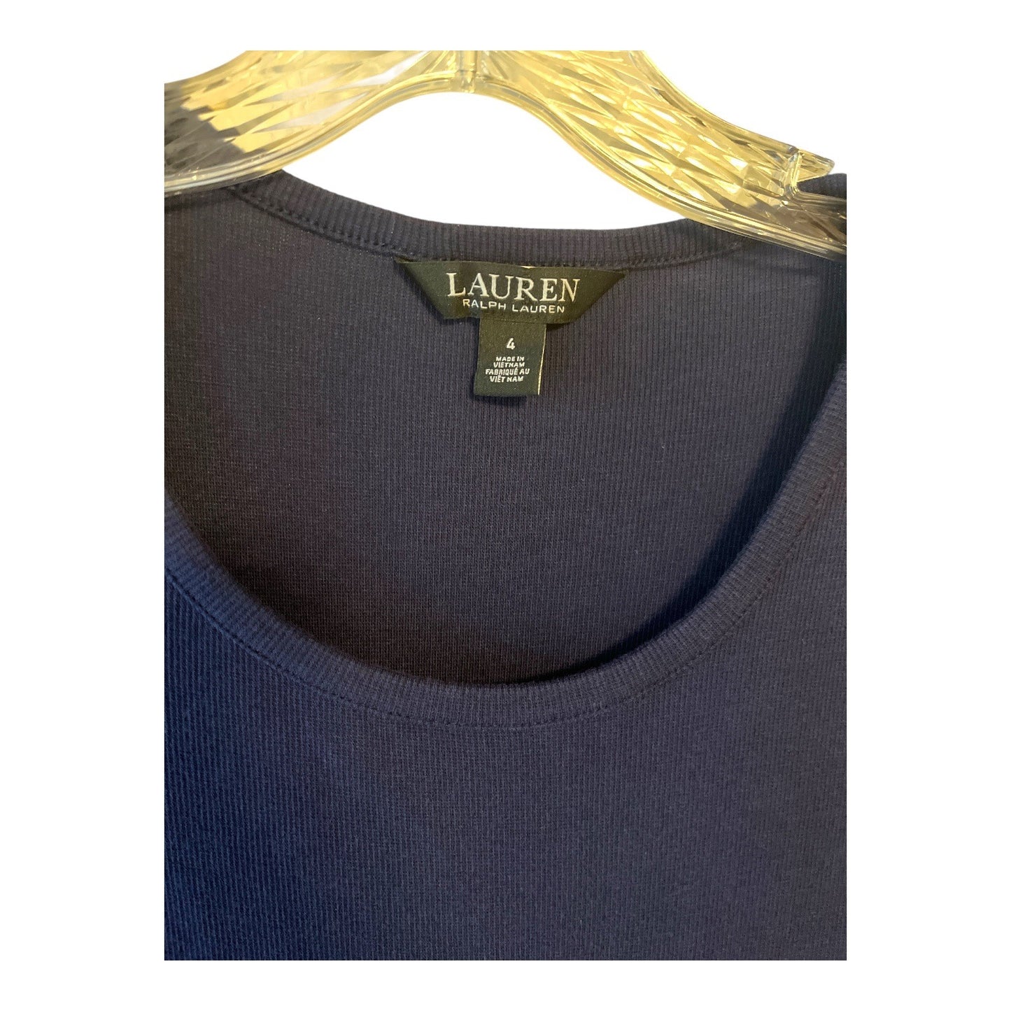 Lauren Ralph Lauren Navy Blue Long Sleeve Midi Dress – Size 4 – Gold Button Detail – 2010s Classic Style