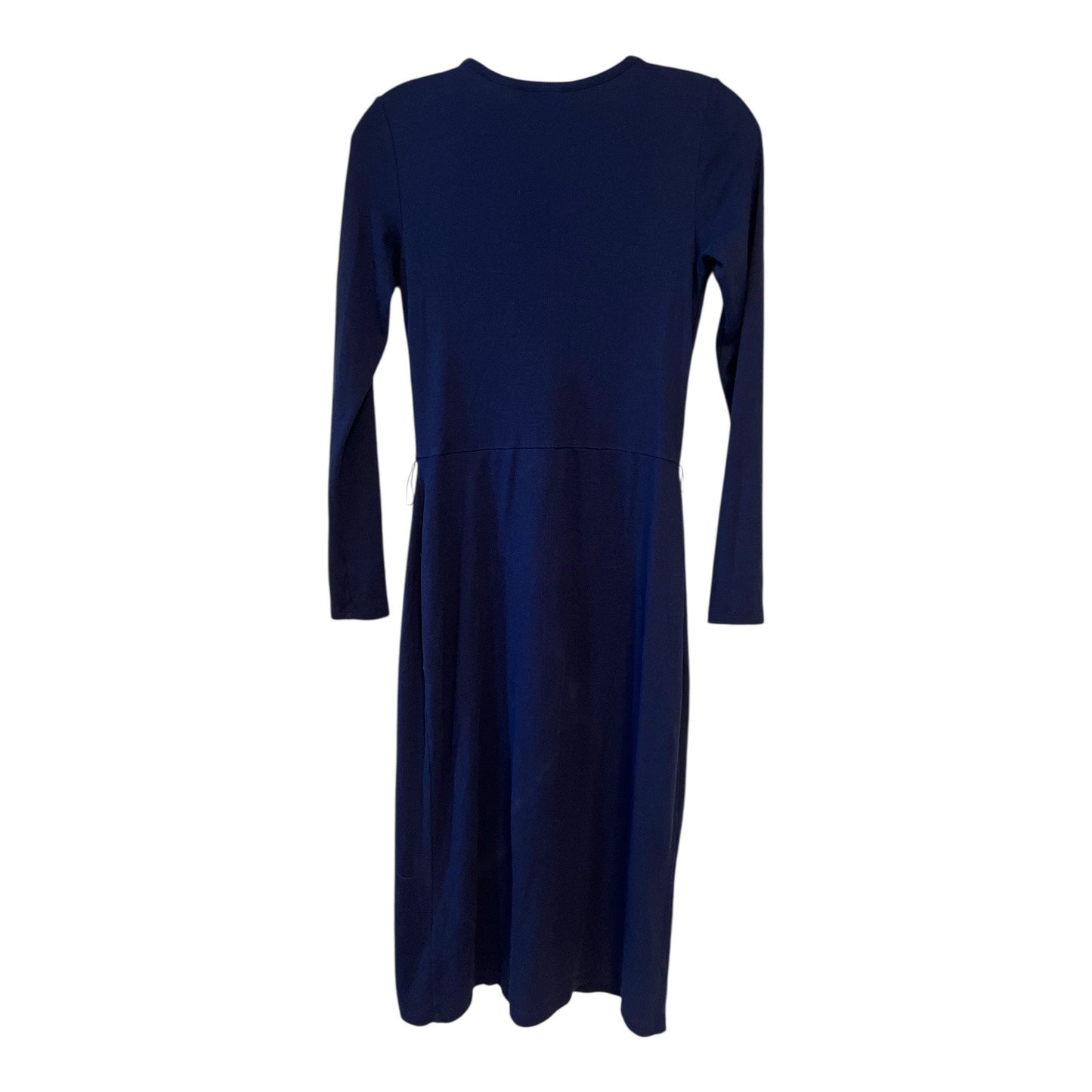 Lauren Ralph Lauren Navy Blue Long Sleeve Midi Dress – Size 4 – Gold Button Detail – 2010s Classic Style