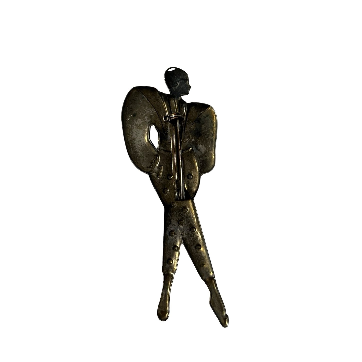 Vintage Art Deco Style Figural Woman Brooch Silver Tone Stylized Female Pin Statement Jewelry