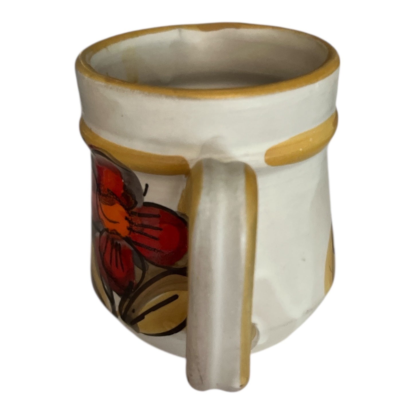 Vintage Italian Hand Painted Creamer Pitcher Floral Mid Century Italy Pottery