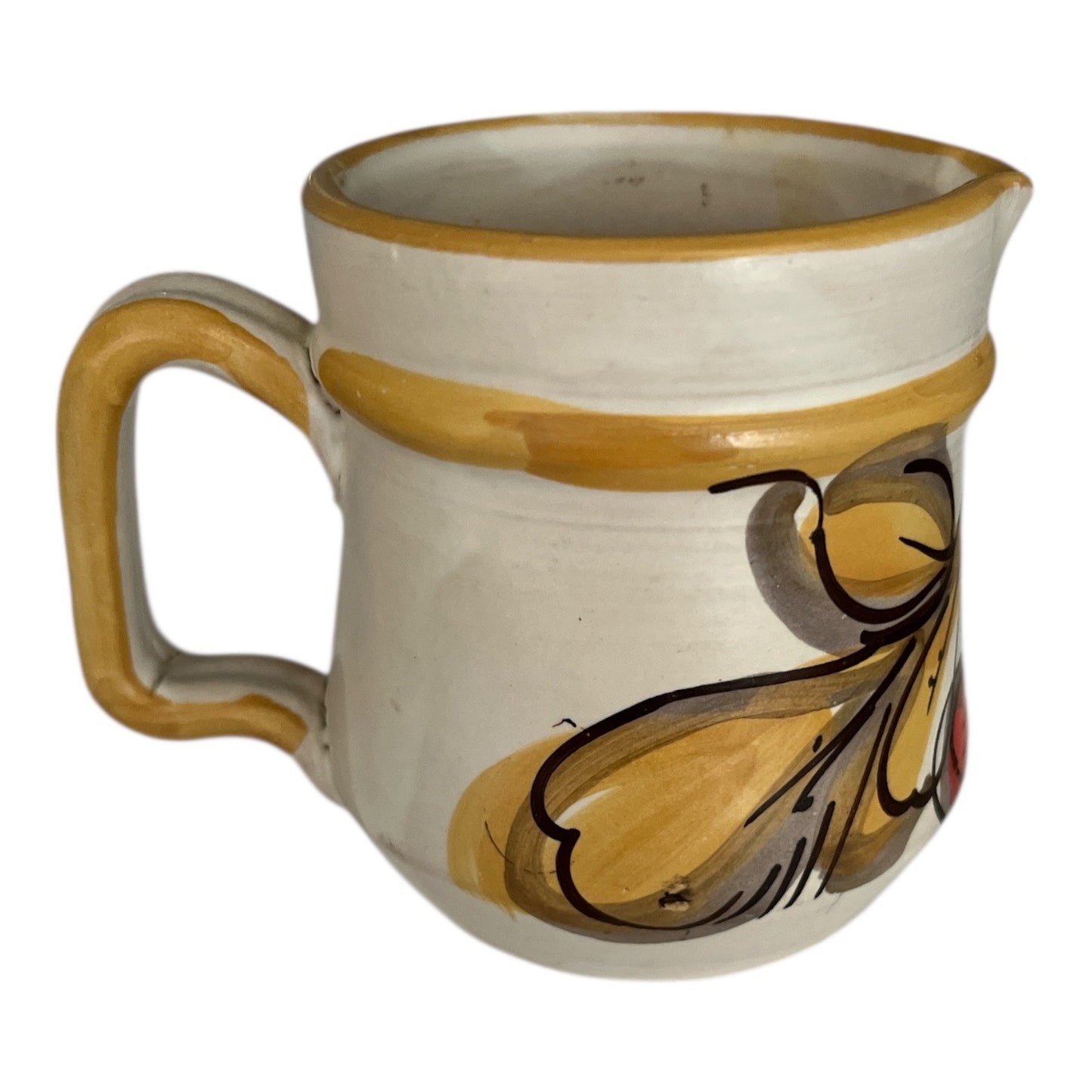 Vintage Italian Hand Painted Creamer Pitcher Floral Mid Century Italy Pottery